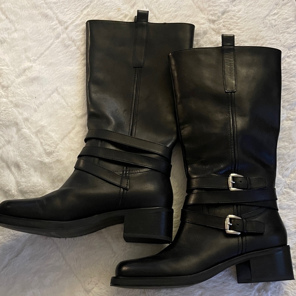 Steve Madden Black Leather Knee High Women's Boots